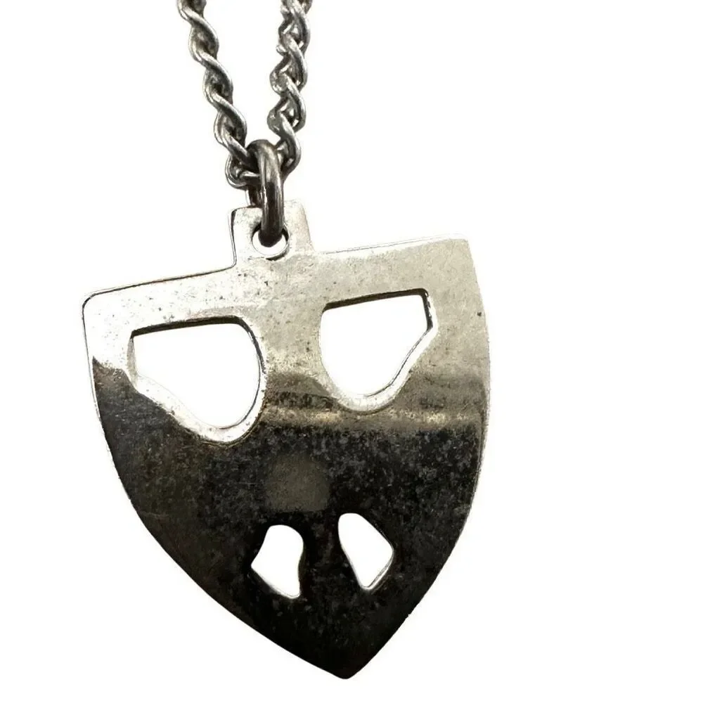 Silver tone eagle shield pendant necklace